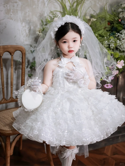 Cute Ball Gown Halter Tulle Flower Girl Dress C6099