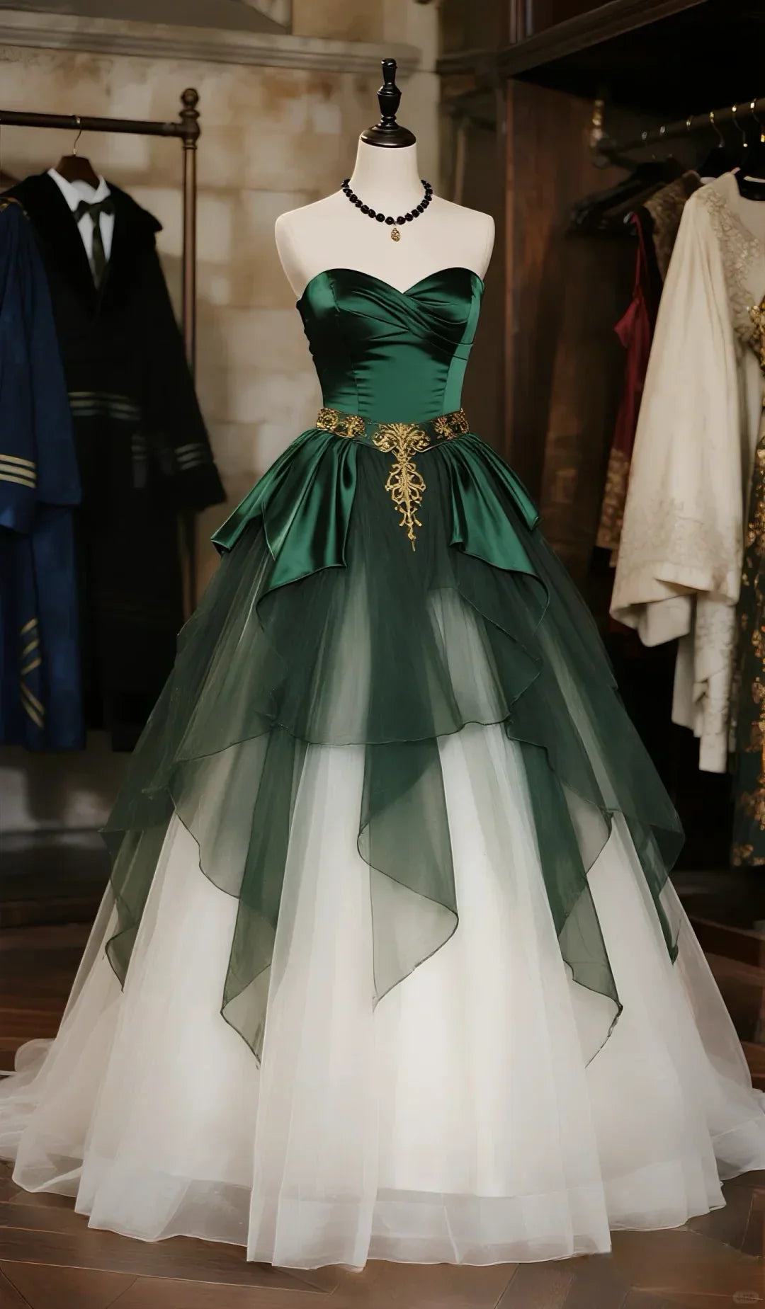 Ball Gown Sweetheart Satin Tulle Long Prom Dress Evening Dress