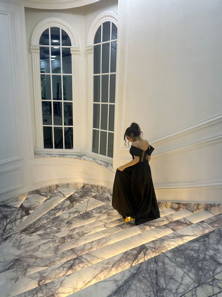 Simple Formal A Line Black Off The Shoulder Satin Slit Long Prom Dress, Evening Gown C6220