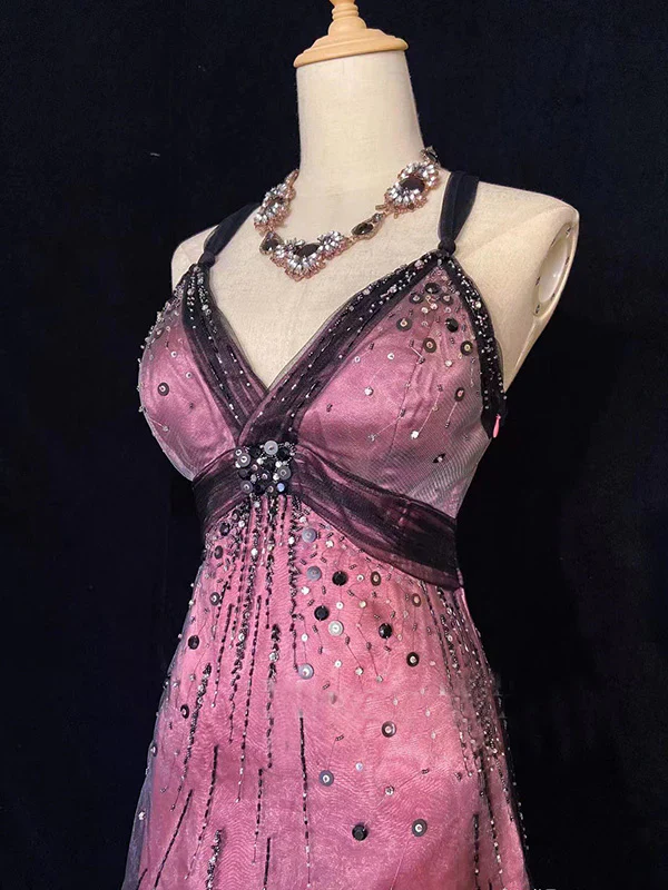 Vintage V Neck A Line Tulle Beaded Homecoming Dress Short Cocktail Dress Birthday Dress Y9942