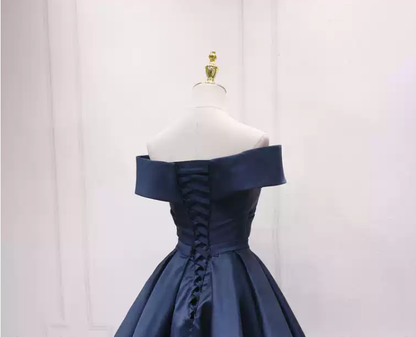 Simple Navy Blue Short Homecoming Dress Ruffle Mini Party Gowns Custom Made Women Party Gowns ,Short Graduation Dress C665