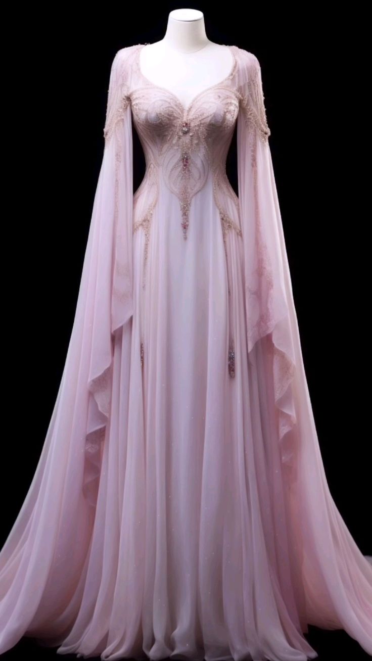 Pink Long Sleeves A-Line Elegant Long Formal Prom Dress Evening Gown Gala Dress, D59