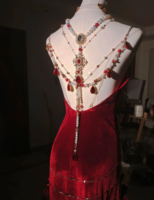 Sexy Red Spaghetti Straps Mermaid Velvet Long Party Dress Birthday Dress, D760