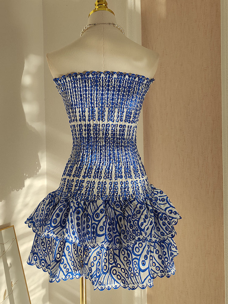 Cute Sheath Strapless Blue Lace Party Dress Graduation Dress Short Prom Dress Middle School Cocktail Dress Hoco Outfits DH1601