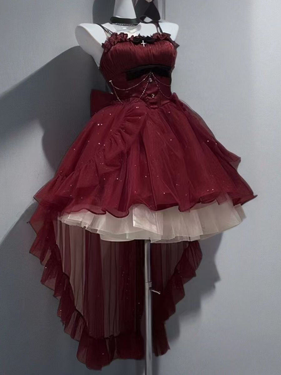 Cute French Style Ladies Fairy High Low Spaghetti Straps Tulle Gotica Formal 8th Grade Homecoming Dresses Lolita Dress Hoco Outfits Lolita Outfits DH1659