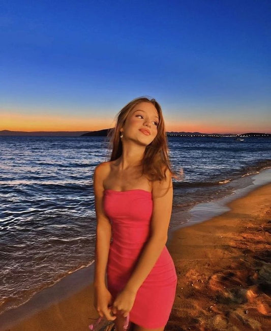 Classy Sheath Strapless Tight Hot Pink Short Mini Formal 8th Grade Homecoming Dresses Middle School Hoco Court Dress 21st Birthday Dress Hoco Outfits DH1731