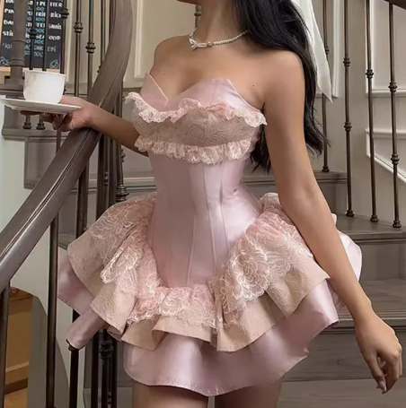 Cute A Line Sweetheart Pink Satin Short Summer 20th Birthday Dress Hoco Dress Birthday Outfit 18th Birthday Mini Party Dresses DP1127