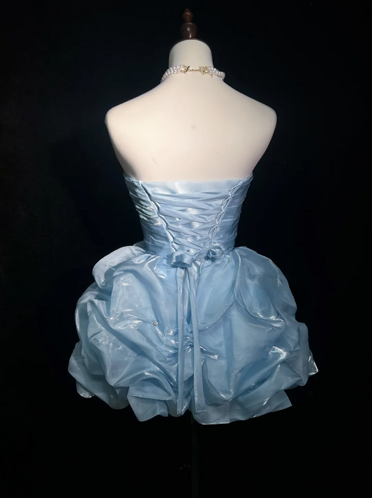 Cute Ball Gown Sweetheart Light Sky Blue Mini Short Formal Homecoming Dresses Party Short Prom Dress Hoco Dresses DH2682