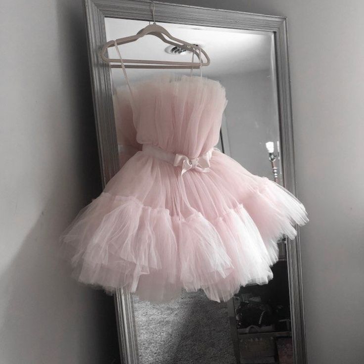 Cute Ball Gown Strapless Pink Tulle 8th Grade Dance Dresses Middle School Grad Outfits Homecoming Dresses Short Mini Hoco Dress DH291