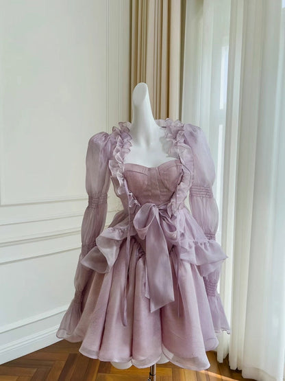 Fancy Short Hoco Dresses A line Straps Lilac Mini Blue Formal 8th Grade Homecoming Dresses Summer Middle School Homecoming Outfits DH73