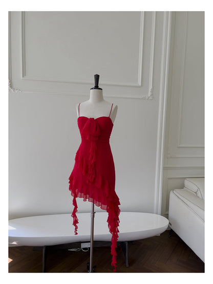 Fancy Short Hoco Dresses A Line Spaghetti Straps Red Formal 8th Grade Homecoming Dresses Summer Middle School Homecoming Outfits DH77