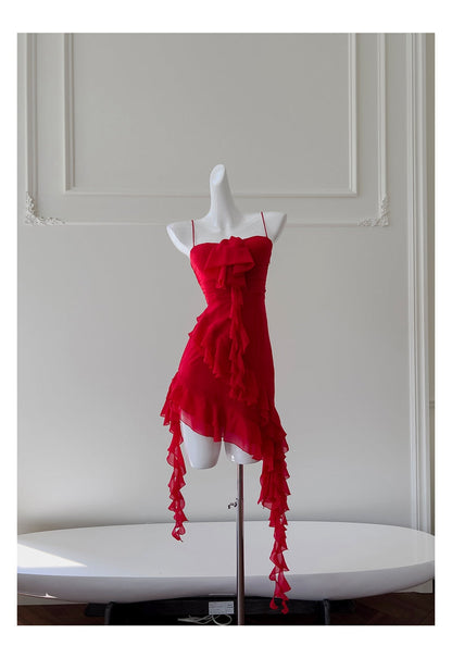 Fancy Short Hoco Dresses A Line Spaghetti Straps Red Formal 8th Grade Homecoming Dresses Summer Middle School Homecoming Outfits DH77