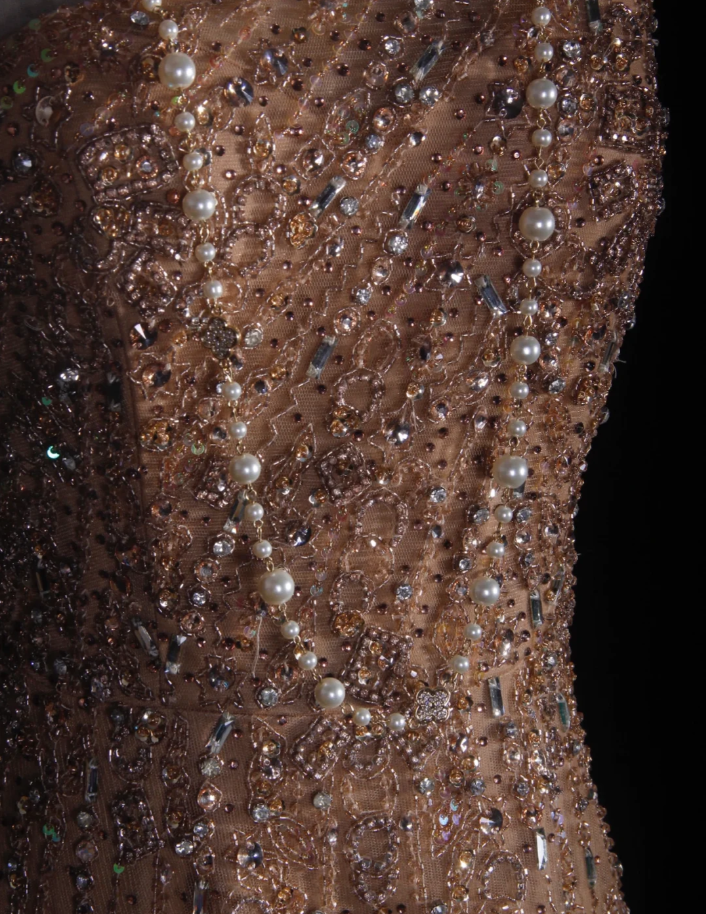 Luxury Champagne One Shoulder Tulle Sequin Beaded Mermaid Long Evening Dress 18th Birthday Outfits D2286