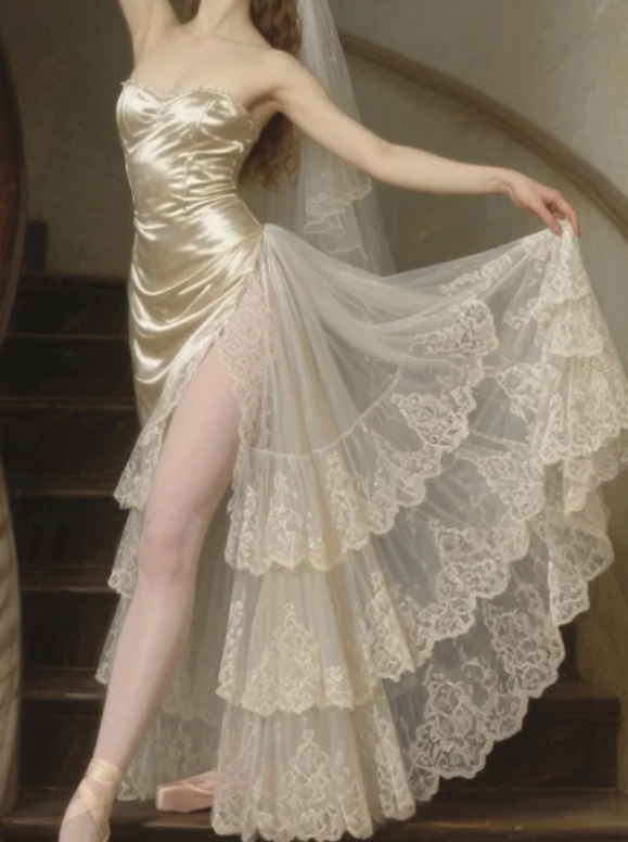 Chic Sheath Champagne Birthday Dress Lace Long Prom Dress Sleeveless Evening Dresses with Slits DP04097