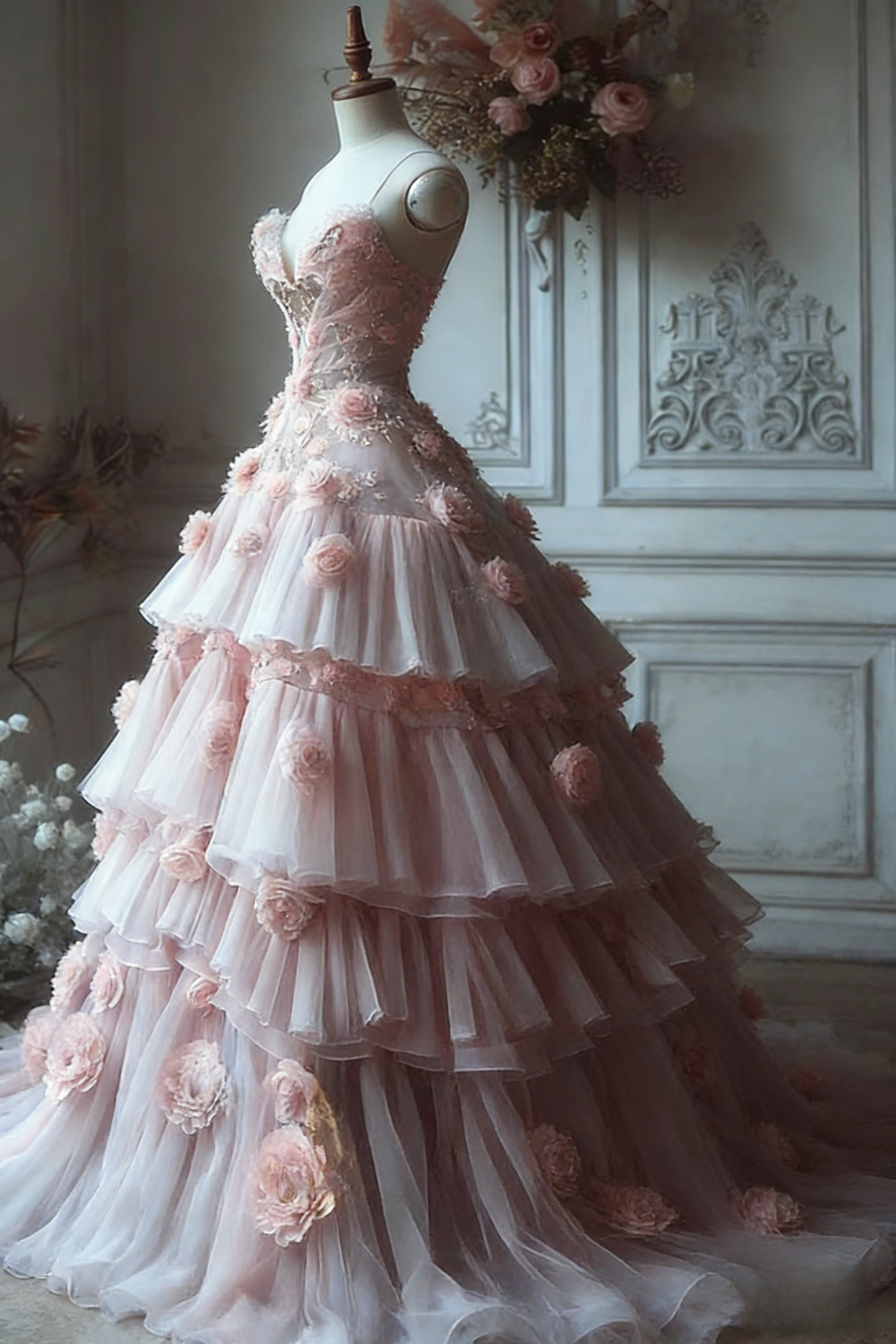 Cute Sweetheart Ball Gowns Long Prom Dresses Tulle Pink Quinceanera Dresses Sleeveless Sweet 16 Dresses  DP04152