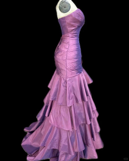 Elegant Sweetheart Mermaid Long Prom Dresses Satin Purple Evening Gowns Sleeveless Formal Dresses DP04180