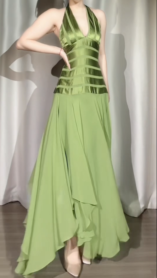 Fashion Sheath Green Long Prom Dresses Satin Sleeveless Bridsmaid Dresses DP04453