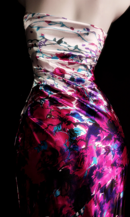 Chic Strapless Sheath Long Prom Dresses Satin Birthday Drseses Sleeveless Evening Dresses DP04461
