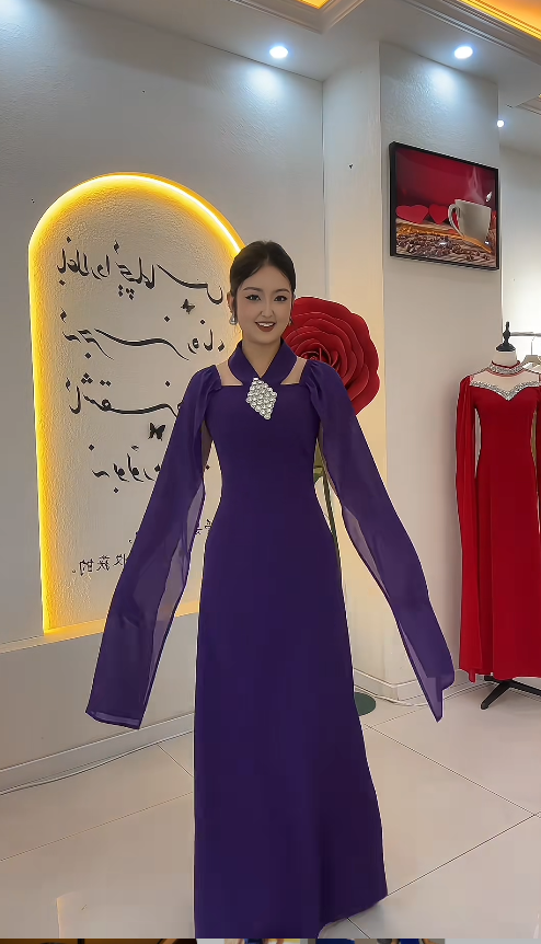 Glam Purple Sheath Long Prom Dresses Chiffon Halter Evening Dresses DP04479