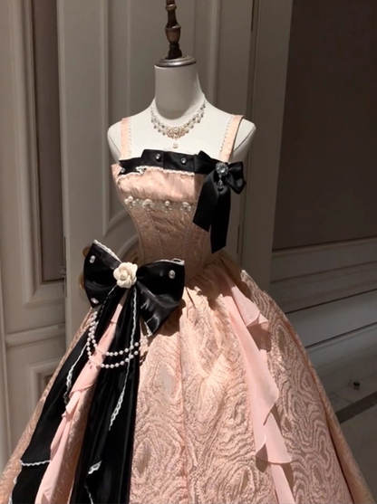 Cute Spaghetti Straps  A-Line Lolita Dresses  Sleeveless Pink Birthday Dresses Satin Party Dresses DP04560