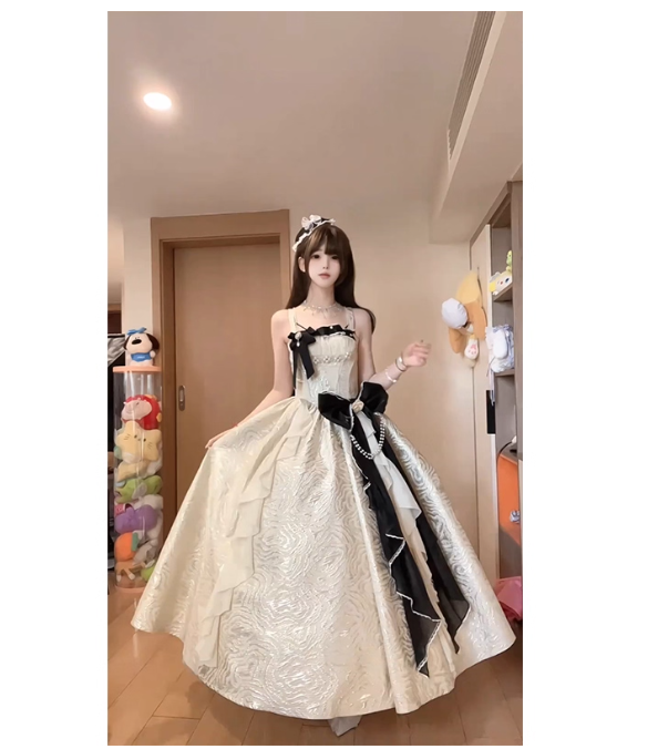 Cute Spaghetti Straps  A-Line Lolita Dresses  Sleeveless Pink Birthday Dresses Satin Party Dresses DP04560