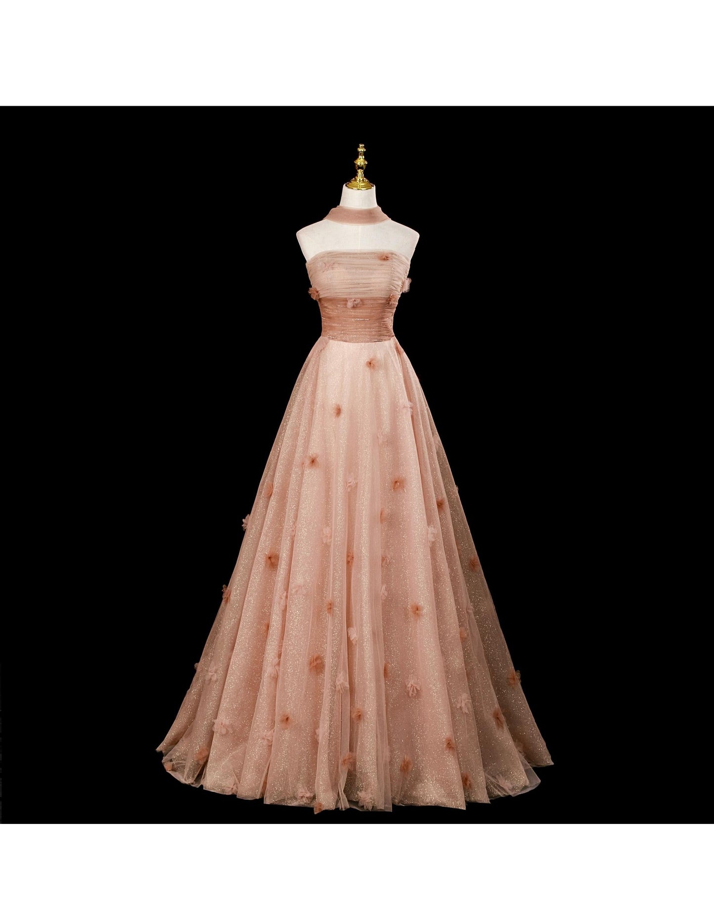 Fairy A-Line Evening Dresses Strapless Long Prom Dresses Aplliques Tulle Sleeveless Brithday Dresses  DP04576