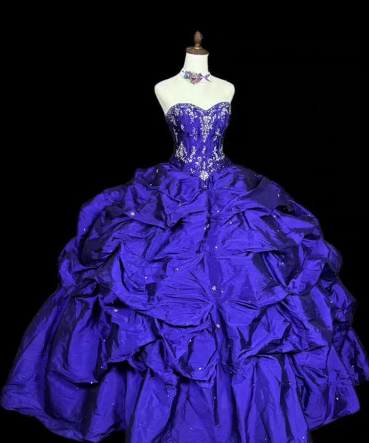 Gorgeous Purple Quinceanera Dress Sweetheart Ball Gown Satin Sweet 16 Dress Sleeveless Birthday Dress DP05401