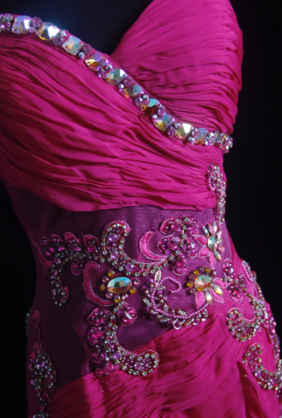 Fairy Spaghetti Straps Sheath Long Evening Dress Hot Pink Prom Dress Chiffon Formal Dress DP05467