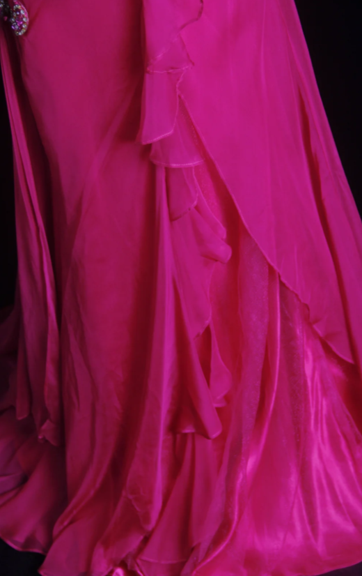 Fairy Spaghetti Straps Sheath Long Evening Dress Hot Pink Prom Dress Chiffon Formal Dress DP05467