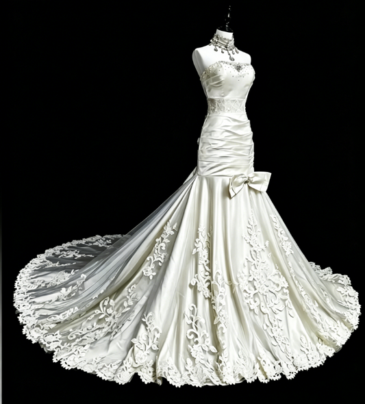 Fairy Sweetheart Sheath Long Evening Dress White Prom Dress Satin Formal Dress DP05468