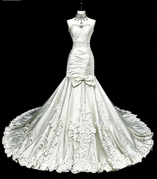 Fairy Sweetheart Sheath Long Evening Dress White Prom Dress Satin Formal Dress DP05468