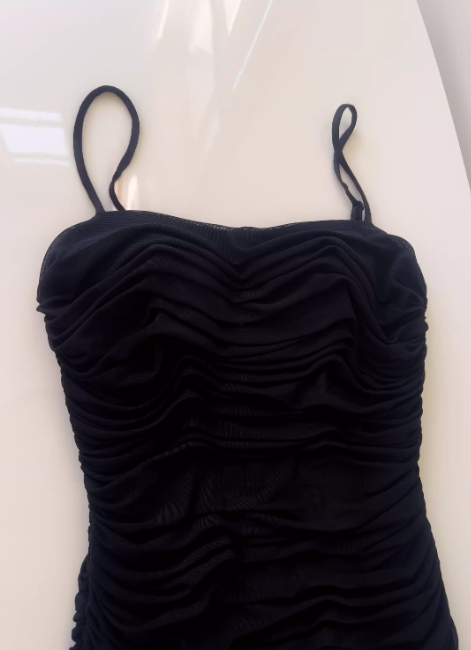 Elegant Spaghetti Straps Sheath Birthday Dress Tulle Graduation Party Dress Black Short Prom Dress  DP05509