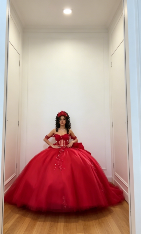Chic Off-shoulder Ball Gown Birthday Dress Tulle Appliques Quinceanera Dress Burgundy Sweet 16 Dress  DP05559