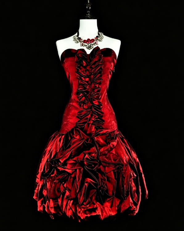 Cute Strapless A-Line Satin Short Prom Dress Sleeveless Birthday Dress Burgundy Cocktail Dress DP05650