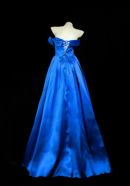 Gorgeous Strapless A-Line Satin Long Evening Dress Blue Prom Dress DP05667