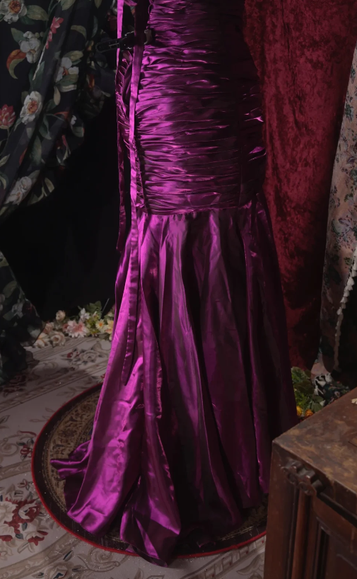 Glam Purple Prom Dress Strapless Sheath Satin Long Evening Dress DP05739