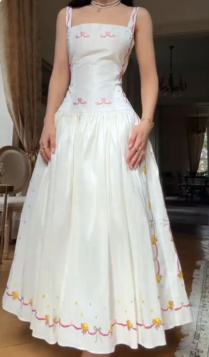 Glam White Prom Dress Spaghetti Straps A-Line Satin Long Evening Dress DP05747
