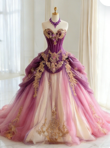 Fairy Pink Birthday Dress Sweetheart Ball Gown Long Quinceanera Dress Tulle Applique Sweet 16 Dress DP05894