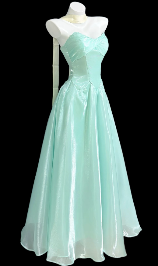 Elegant Sweetheart A-Line  Chiffon Long Evening Dress Tiffany Blue Birthday Dress DP05923