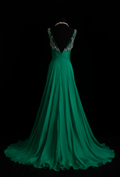 Elegant A-Line Chiffon Green Mother of Bridal Dress DP06023