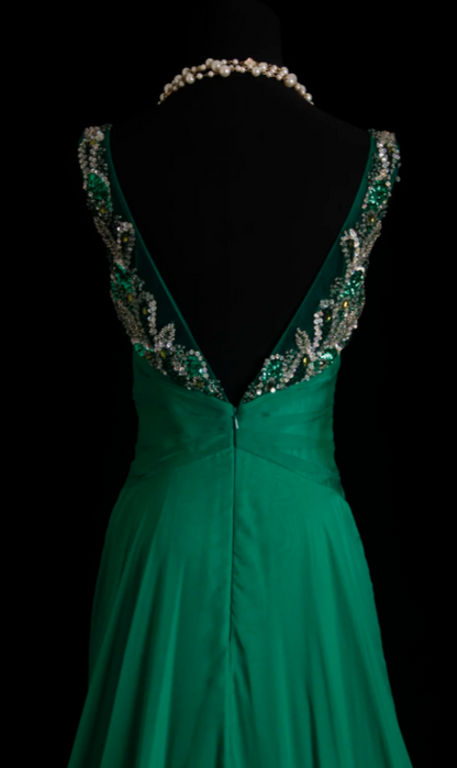 Elegant A-Line Chiffon Green Mother of Bridal Dress DP06023