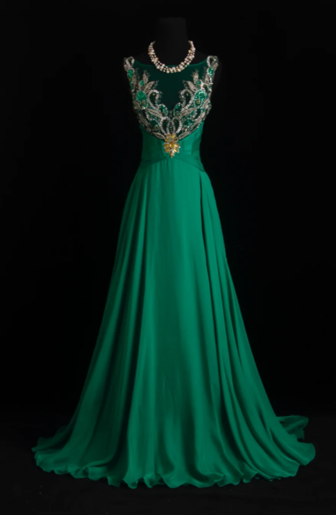 Elegant A-Line Chiffon Green Mother of Bridal Dress DP06023
