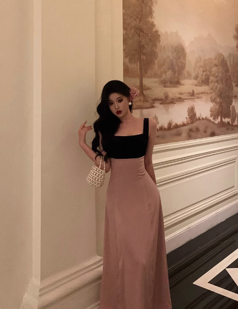 Elegant A line Square Neckline Pink Sleeveless Burgundy 23rd Birthday Dress Party Gown Birthday Outfits Birthday Dress Ideas For Women DP1388