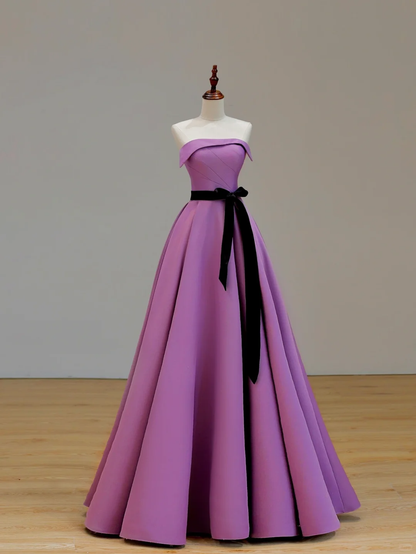 Elegant Glamour A Line Strapless Satin Lilac 21st Birthday Dress Party Gown Birthday Outfits Birthday Dress Ideas For Women DP1526