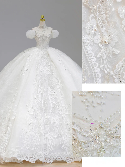 Dreamy Wedding Dress Ball Gown Off The Shoulder Sequin White Wedding Dresses Bridal Gowns DP1583