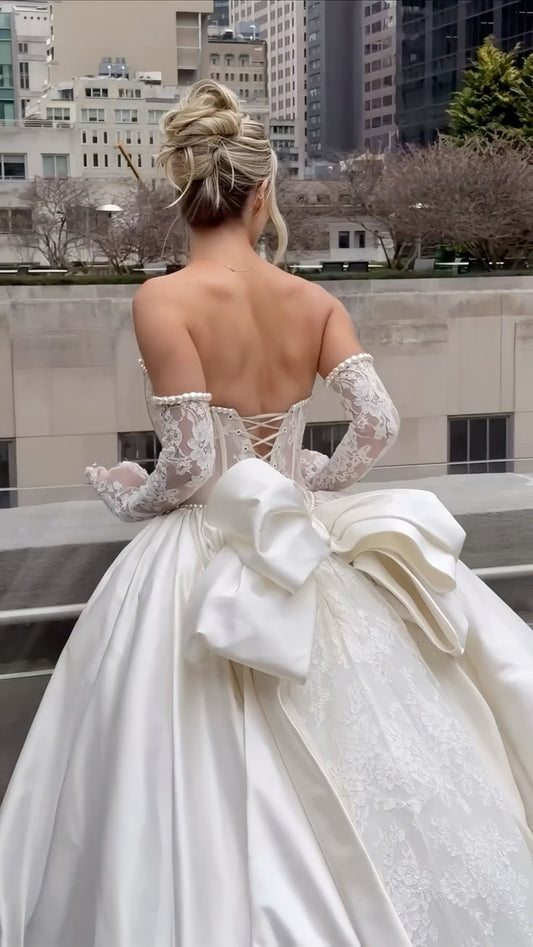 Elegant Bridal Dress Ball Gown Sweetheart White Lace Wedding Dresses Minimalist Bridal Gowns DP1600