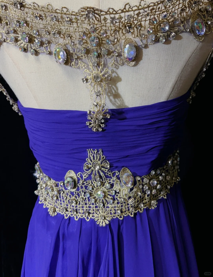 Elegant Glamour A Line Royal Blue Chiffon Long Prom Dress Party Dress Evening Dresses DP1686