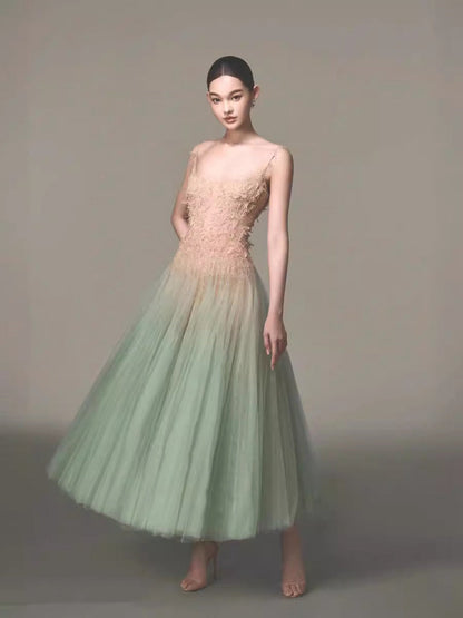 Elegant A line Spaghetti Straps Mint Green Prom Dresses Formal Summer Wedding Guest Dresses Wedding Guest Outfit DP2292