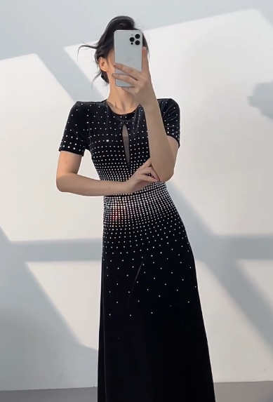 Elegant Black Jewel Sheath Mother of the Bride Dress Satin Beaded Formal Evening Gown  DP2961
