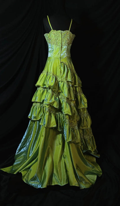 Gorgeous Sheath Tulle Long Prom Dresses Green Formal Evening Dresses DP3013